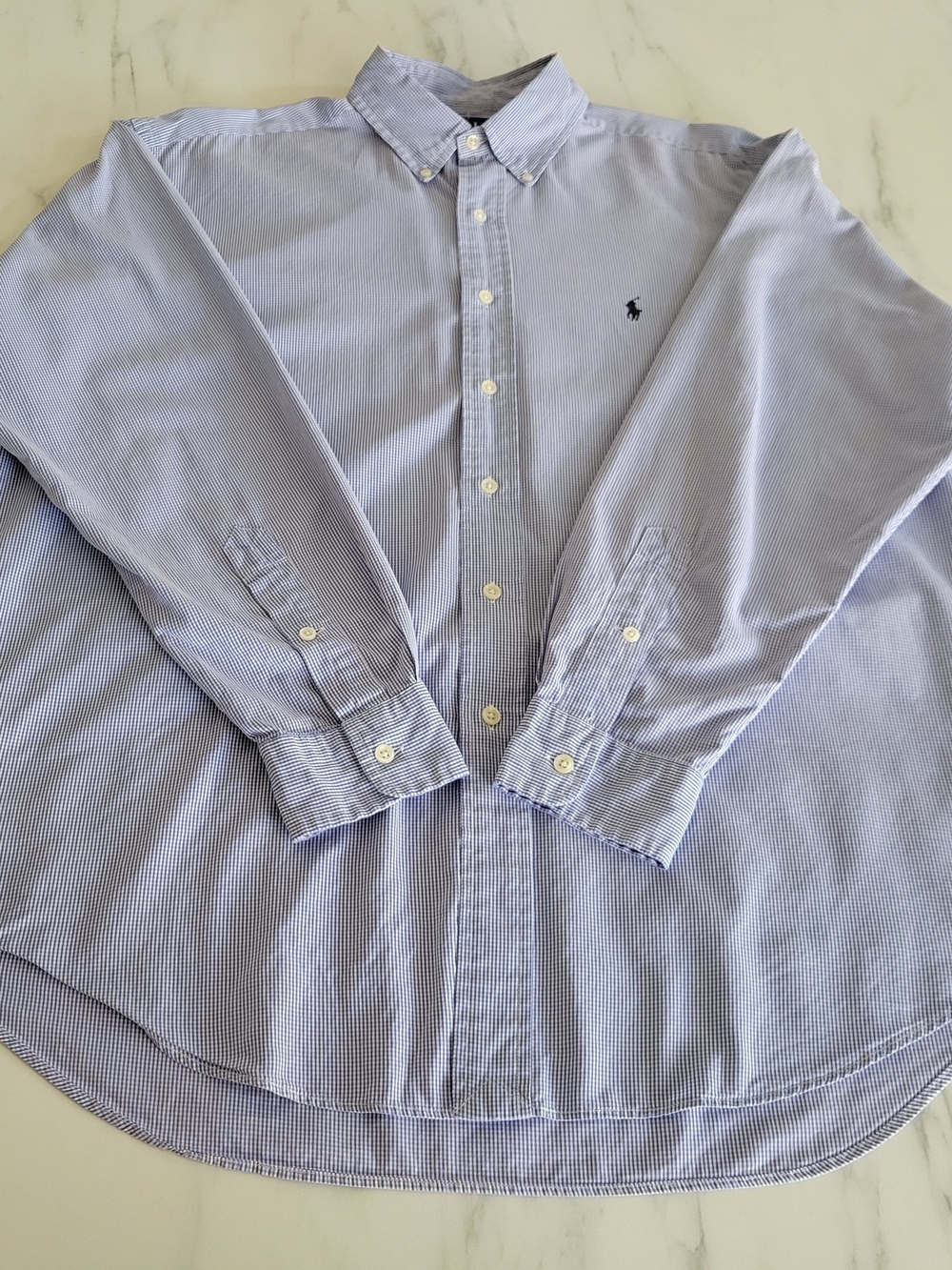 Vintage 90s Polo Ralph Lauren Blake Shirt Mens L Blue Gingham Plaid Button Down